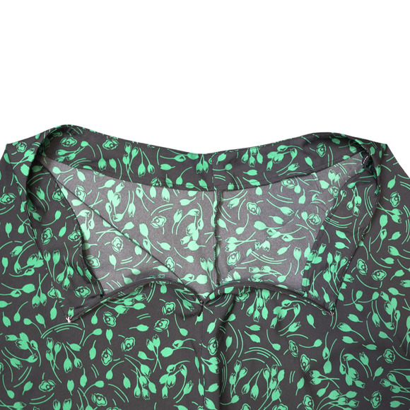 Who What Wear High-Low Skirt Sz 14 Black Green Floral Cottagecore Dark Academia - Picture 8 of 9